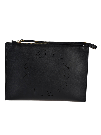 Stella Mccartney Perforated Logo Zip Pouch In Black