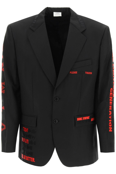 Vetements Jacket With Hidden Message Embroidery In Black (black)