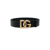 DOLCE & GABBANA BLACK DG LOGO LEATHER BELT,BC4644AX62216979997