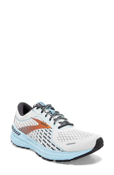 Brooks Adrenaline Gts 21 Running Shoe In White/ Alloy/ Light Blue