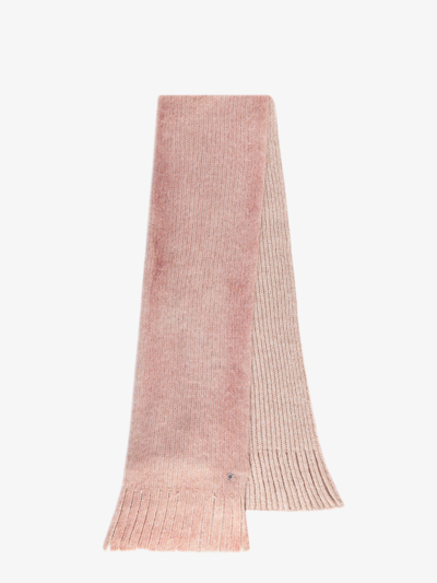 Dondup Logo-plaque Fringed Scarf In Pink