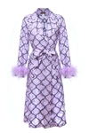 ANDREEVA LAVENDER COAT № 23 WITH DETACHABLE FEATHERS CUFFS
