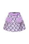 ANDREEVA LAVENDER SKIRT WITH FEATHERS DETAILS