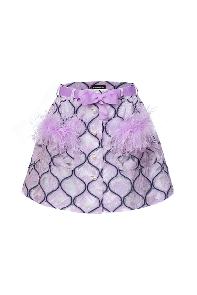 Andreeva Lavender Skirt With Feathers Details In Purple