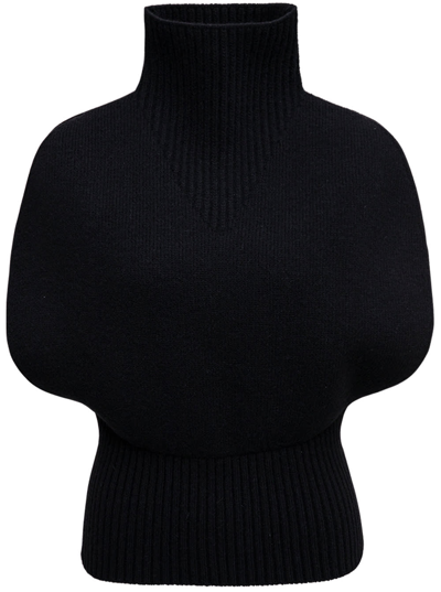Bottega Veneta Ribbed Wool Turtleneck Sweater In Nero