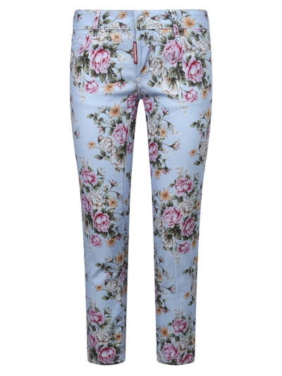 Dsquared2 Flower Print Jeans In Multi