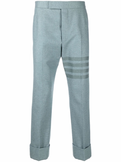 Thom Browne 4-bar Stripe Cropped Trousers In Blue