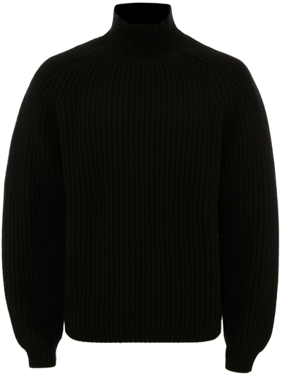 Jw Anderson Logo-patch Chunky-knit Jumper In Black