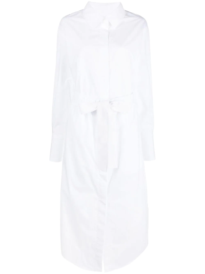 Patou Belted Long Shirt Dress In Weiss
