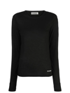 Jil Sander Round-neck Long-sleeve Knitted Top In Black