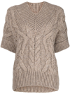 ISABEL MARANT CABLE-KNIT SHORT-SLEEVED TOP