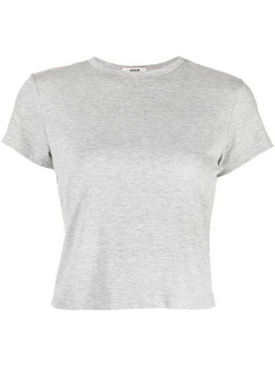 Agolde Adine Cropped Cotton Crewneck Tee In White