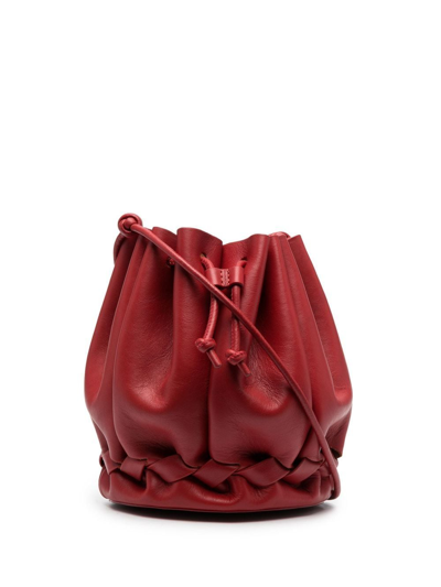 Hereu Braided Leather Bucket Bag In Rot