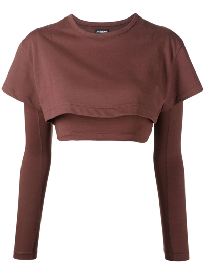 Jacquemus Layered-effect Long-sleeve T-shirt In Brown
