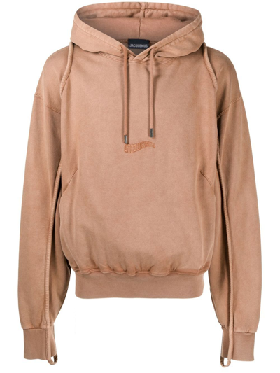 Jacquemus Camargue Logo-embroidered Cotton Hoodie In Brown