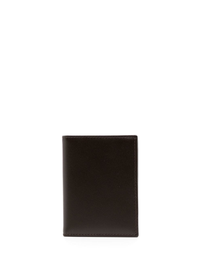 Comme Des Garçons Logo-embossed Leather Cardholder In Braun