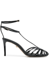 Alevì Patent Leather Ally Heeled Sandals 75 In Schwarz