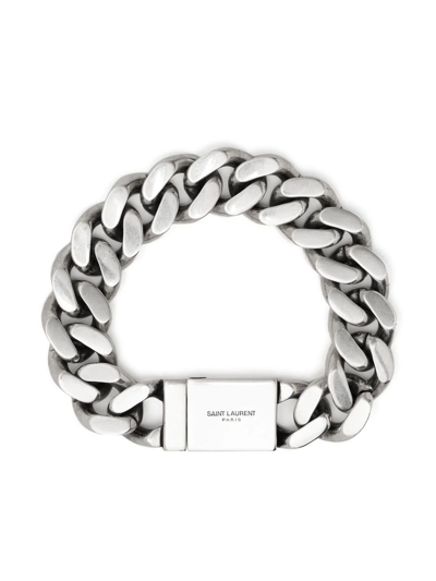 Saint Laurent Curb-chain Bracelet In Argento