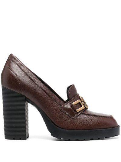 Hogan H623 85mm Heel Loafers In Braun