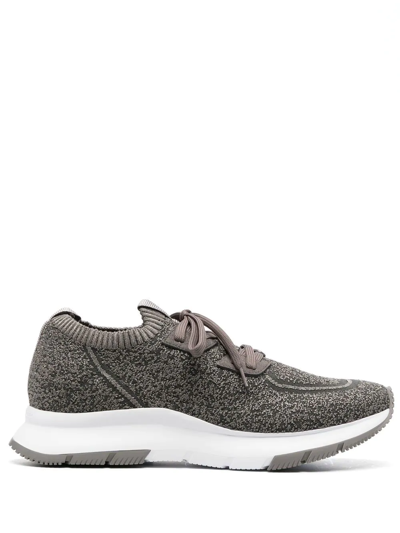 Gianvito Rossi Men's Knit Boucl&eacute; Runner Trainers In Grey