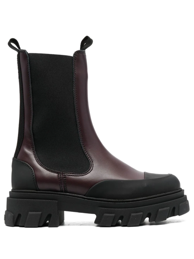 Ganni Lug-sole Chelsea Boots In Violett