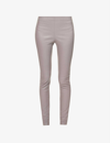 Joseph Gathered Mid-rise Leather Legging In Mid Grey