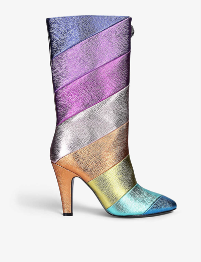 Kurt Geiger Rainbow Kensington Leather Knee-high Boots In Multi-coloured