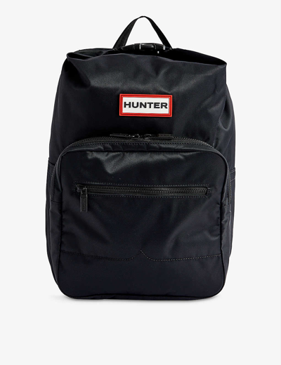 Hunter Pioneer Large Top-clip Logo-brand Woven Backpack In Black
