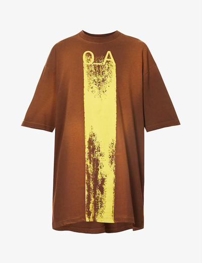 A-cold-wall* Plaster Graphic-print Relaxed-fit Cotton-jersey T-shirt In Dark Brown