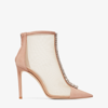 Jimmy Choo Bing 100 Crystal-embellished Suede And Mesh Heeled Boots In Ballett Rosa/kristall