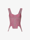 Paolina Russo Pink & Gray Warrior Corset Tank Top In Fucshia Grey