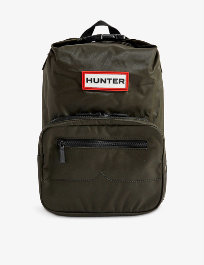 Hunter Pioneer Top-clip Logo-brand Woven Backpack In Dark Olive
