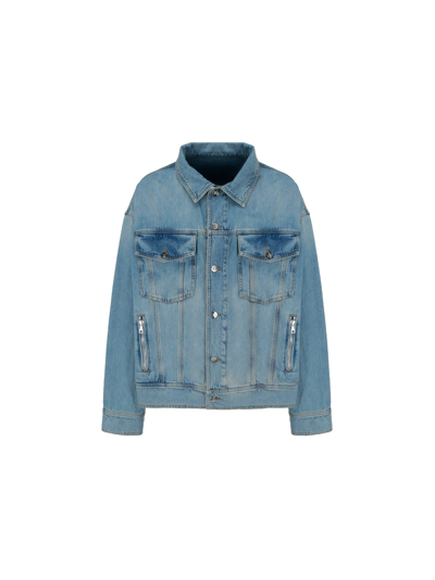 Balmain Light-blue Denim Jacket In Stone Washed