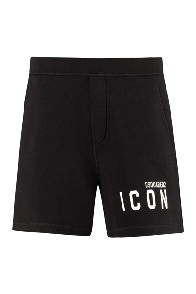 Dsquared2 Icon Logo Print Track Shorts In Black/white