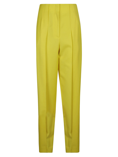 Loewe High Waist Wool Twill Trousers In Yellow