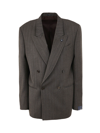 Lardini Double Breasted Blazer Jacket Attitude Drop 7 Reg In Ne Black And White