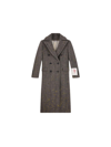 Golden Goose Herringbone Long Coat In Chevron Beige Anthracite Yellow