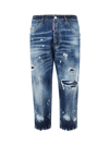Dsquared2 Distressed Cropped Jeans In Navy Blue