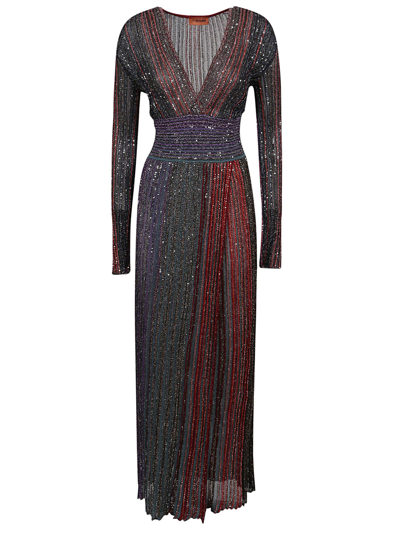 Missoni Sequin-embellished V-neck Dress In Multi