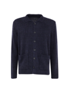 Zanone Fine Knit Collared Cardigan In Night Blue