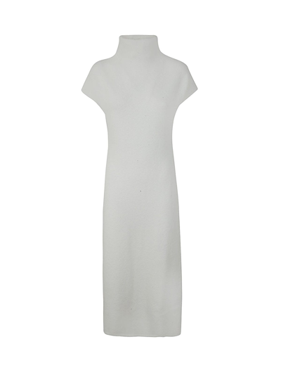 Khaite Turtle Neck Long Dress In Chalk