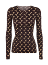 Marine Serre Fitted Moon Print Mock Neck Top In All Overmoon Brown