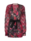 Twinset Oversized Cardigan Printed Mixed Mohair In Fuchsia Black
