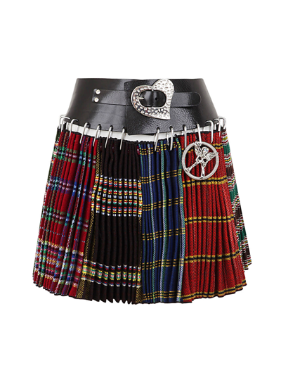 Chopova Lowena Belt Classic Apron Mini Skirt In Black Multi