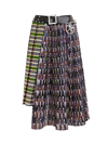 Chopova Lowena Belted Wool And Flocked Polyester Midi Skirt In Black Multi