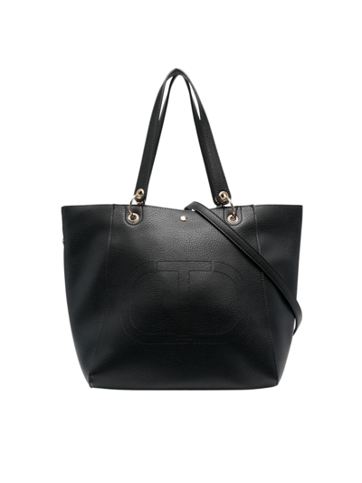 Twinset Shopping Bag Embroidery Detail In Black
