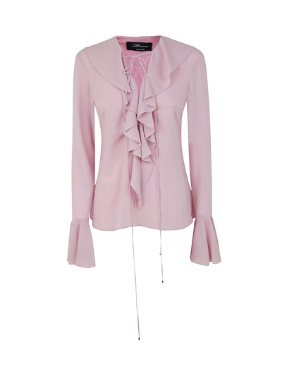 Blumarine Criss Cross Detail Blouse In Lilach Chiffon