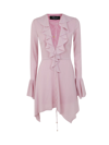 Blumarine Long Sleeve Mini Dress With Criss Cross Detail In Lilach Chiffon