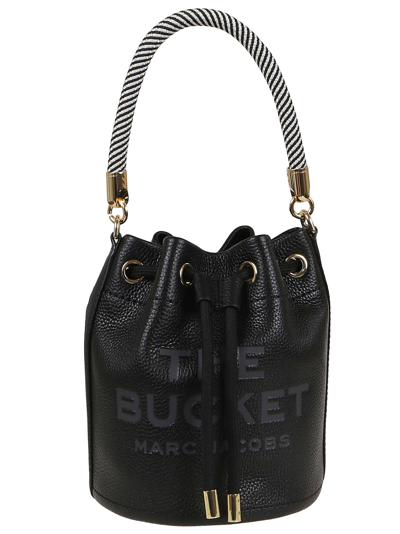 Marc Jacobs Logo-embossed Leather Bucket Bag In Black