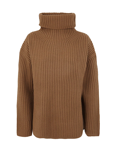 Joseph High Nk Ls Cardigan Stitch In Camel